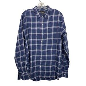Bonobos Men's size L Blue Flannel Plaid Slim Fit Button Up Shirt Long Sleeve